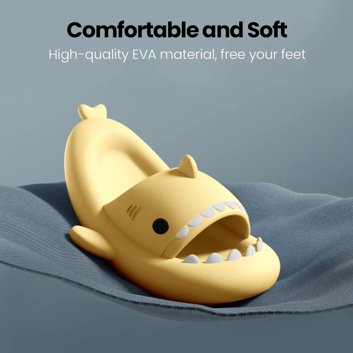 Menore Kids Shark Cloud Slides | Boys Girls Toddlers Pillow Slippers | Cute Cartoon Open Toe Sandals | Cushioned Thick Sole Shower Water Shoes Indoor & Outdoor