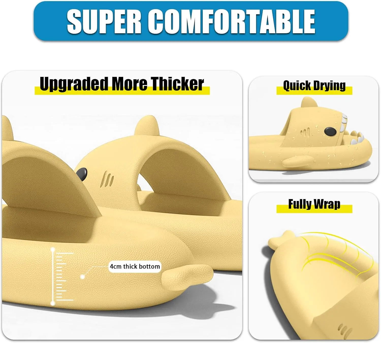 Menore Kids Shark Cloud Slides | Boys Girls Toddlers Pillow Slippers | Cute Cartoon Open Toe Sandals | Cushioned Thick Sole Shower Water Shoes Indoor & Outdoor