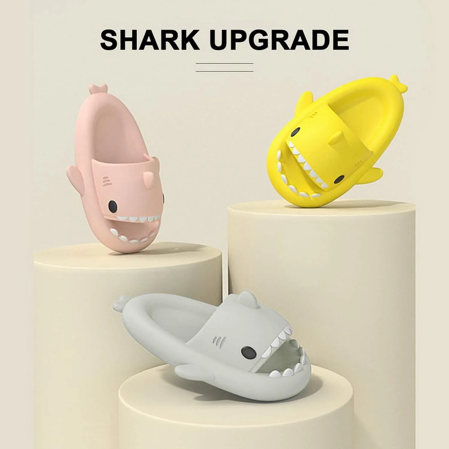 Menore Kids Shark Cloud Slides | Boys Girls Toddlers Pillow Slippers | Cute Cartoon Open Toe Sandals | Cushioned Thick Sole Shower Water Shoes Indoor & Outdoor