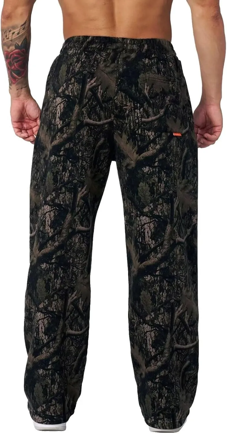 Men's Camo Sweatpants Loose Fit Joggers with Elastic Waist Pockets Quick-Dry Hunting Hiking Workout Athletic Pants