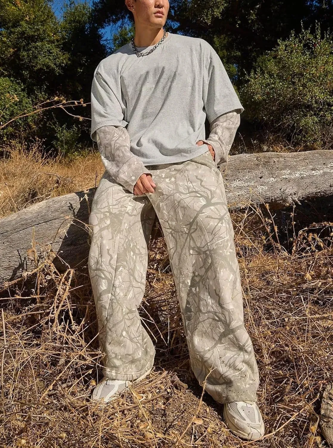 Men's Camo Sweatpants Loose Fit Joggers with Elastic Waist Pockets Quick-Dry Hunting Hiking Workout Athletic Pants