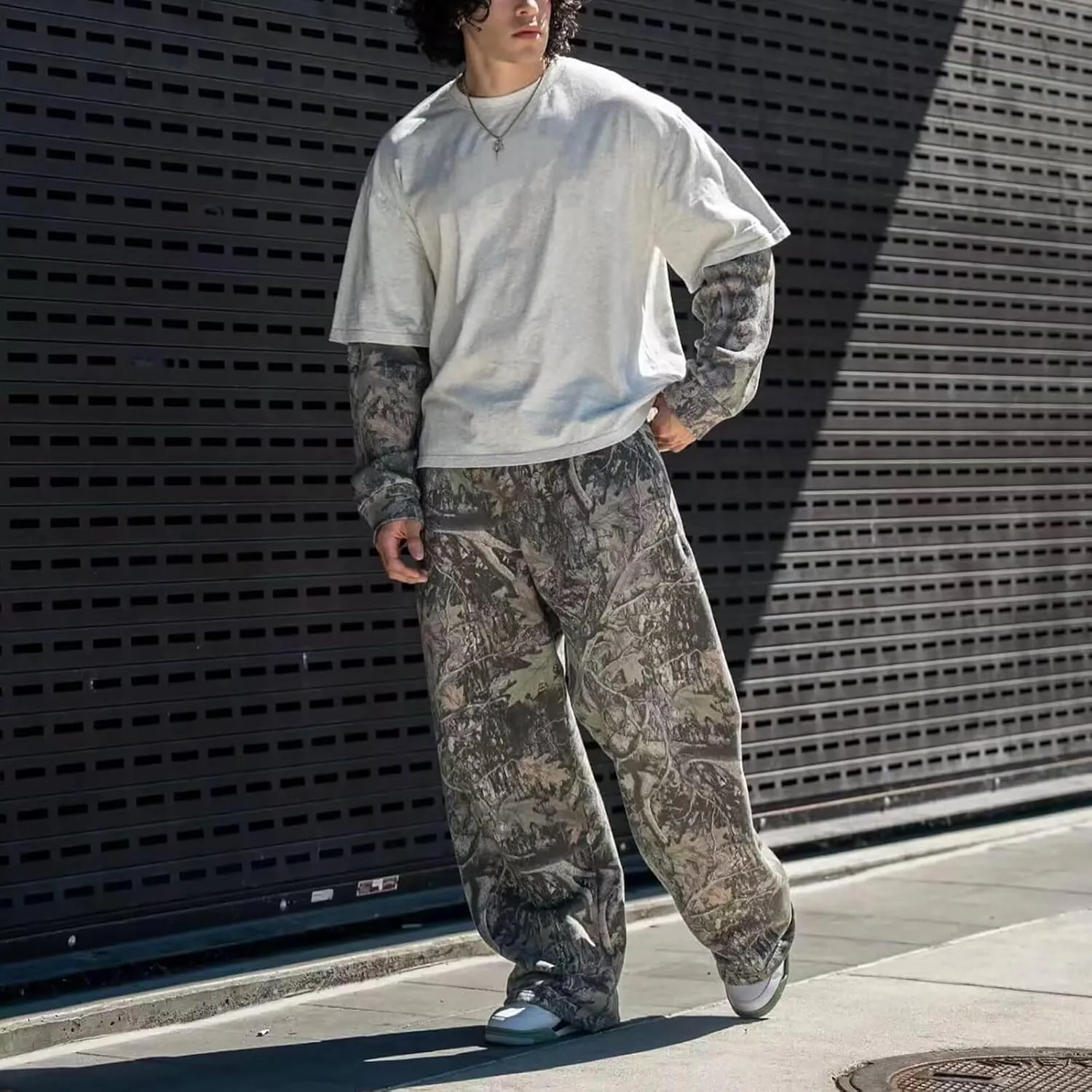 Men's Camo Sweatpants Loose Fit Joggers with Elastic Waist Pockets Quick-Dry Hunting Hiking Workout Athletic Pants