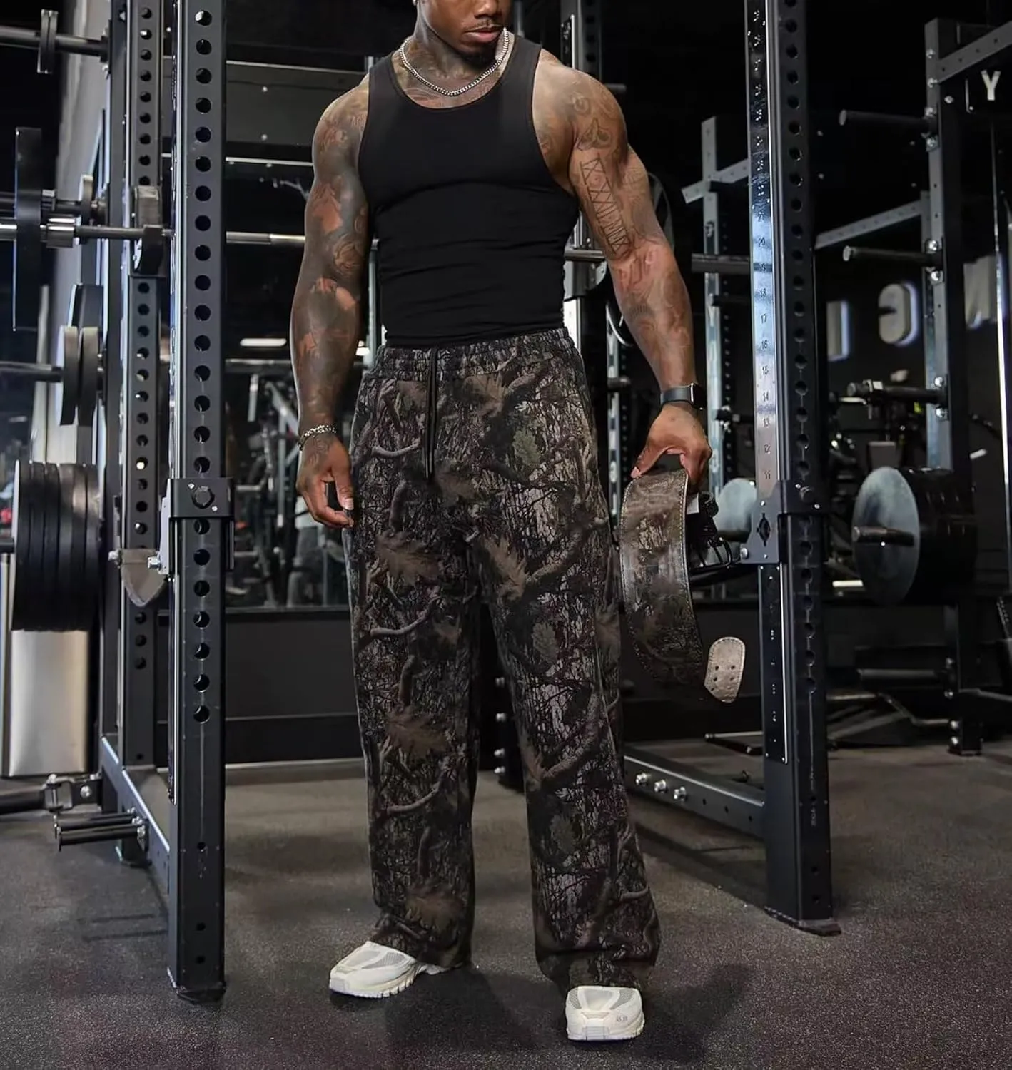 Men's Camo Sweatpants Loose Fit Joggers with Elastic Waist Pockets Quick-Dry Hunting Hiking Workout Athletic Pants