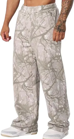 Men's Camo Sweatpants Loose Fit Joggers with Elastic Waist Pockets Quick-Dry Hunting Hiking Workout Athletic Pants