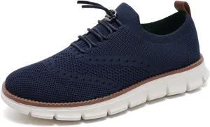 Men's Casual Dress Oxfords Shoes Breathable Knit Leisure Fashion Sneakers Lightweight Comfortable Walking Shoes