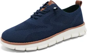 Men's Casual Dress Oxfords Shoes Breathable Knit Leisure Fashion Sneakers Lightweight Comfortable Walking Shoes