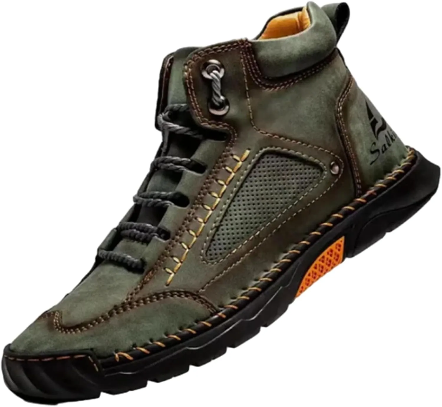 Men's Comfortable Handmade Leather Boots, Stylish hand-stitched Waterproof Arch Support Ankle boots