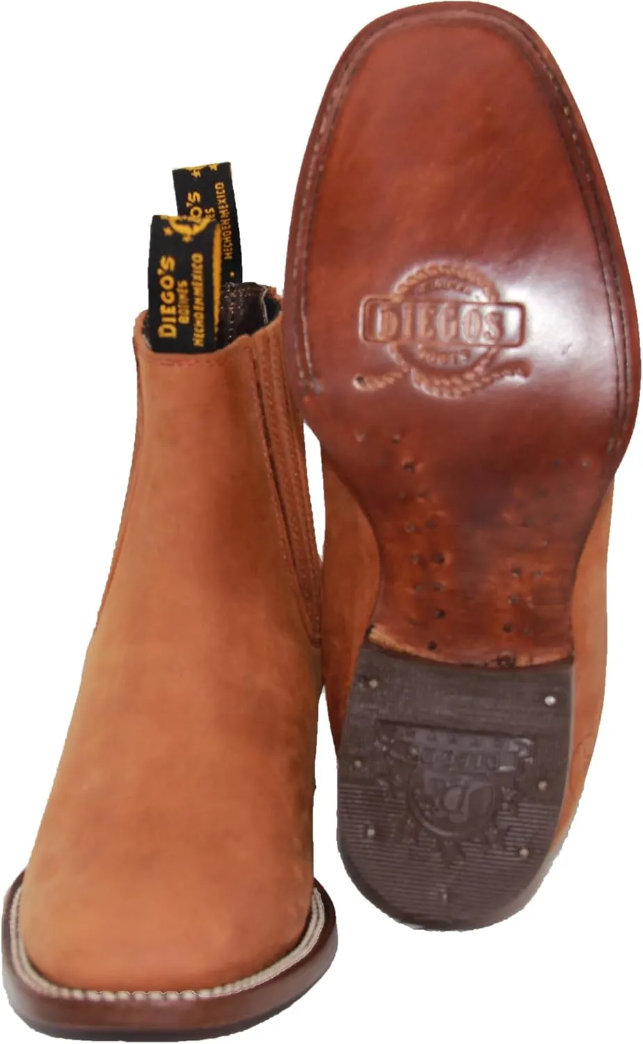Men's Cowboy Genuine Cowhide Leather Short Ankle Western Rodeo Biker Boots