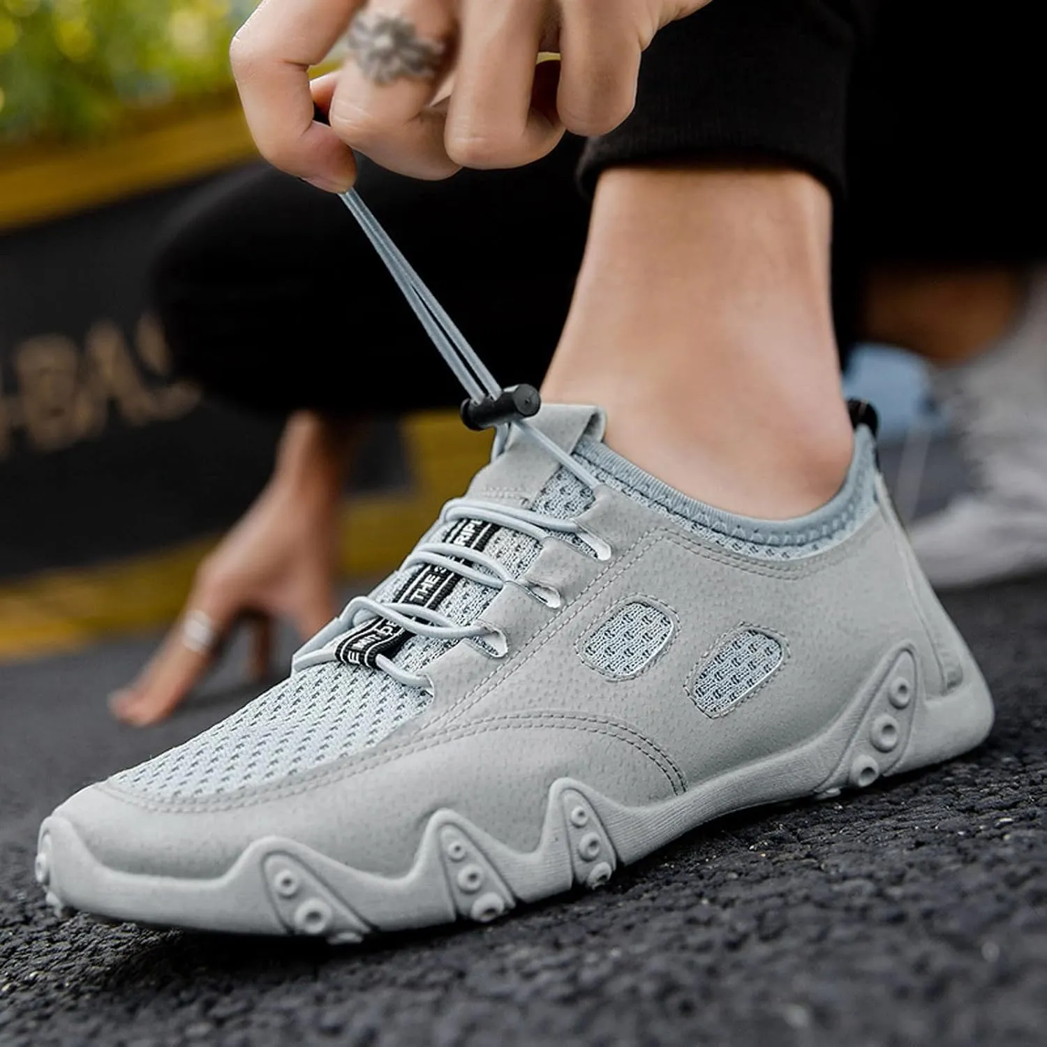 Mens Dress Shoes Casual Oxfords Shoes Knit Lightweight Non Slip Work Shoes Women Walking Casual Shoes Waterproof Sneakers Brown Tennis Shoe Loafers Shoe