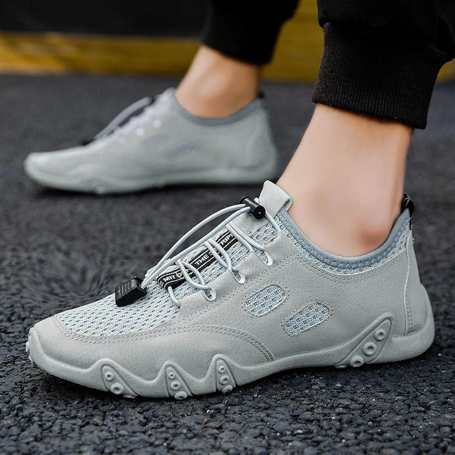Mens Dress Shoes Casual Oxfords Shoes Knit Lightweight Non Slip Work Shoes Women Walking Casual Shoes Waterproof Sneakers Brown Tennis Shoe Loafers Shoe