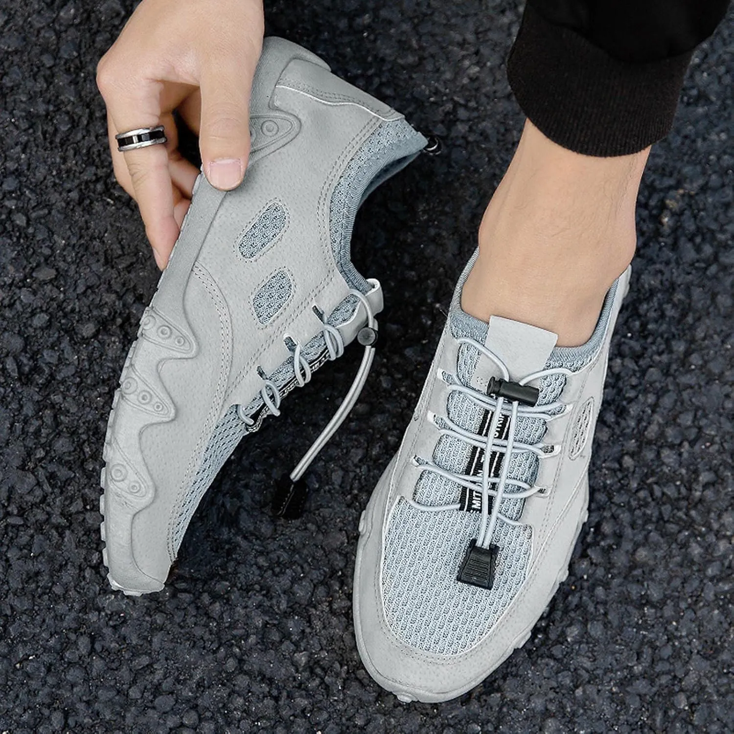 Mens Dress Shoes Casual Oxfords Shoes Knit Lightweight Non Slip Work Shoes Women Walking Casual Shoes Waterproof Sneakers Brown Tennis Shoe Loafers Shoe