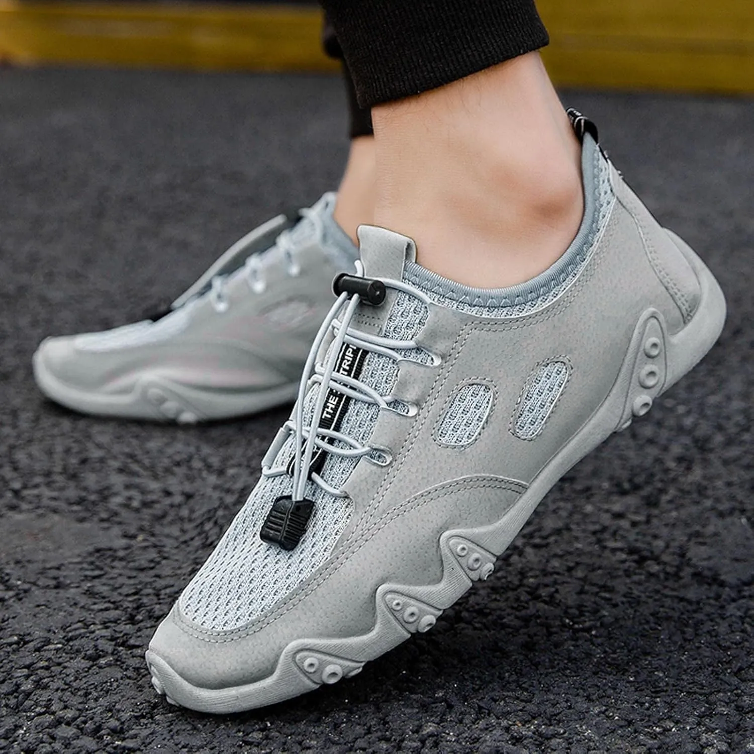 Mens Dress Shoes Casual Oxfords Shoes Knit Lightweight Non Slip Work Shoes Women Walking Casual Shoes Waterproof Sneakers Brown Tennis Shoe Loafers Shoe