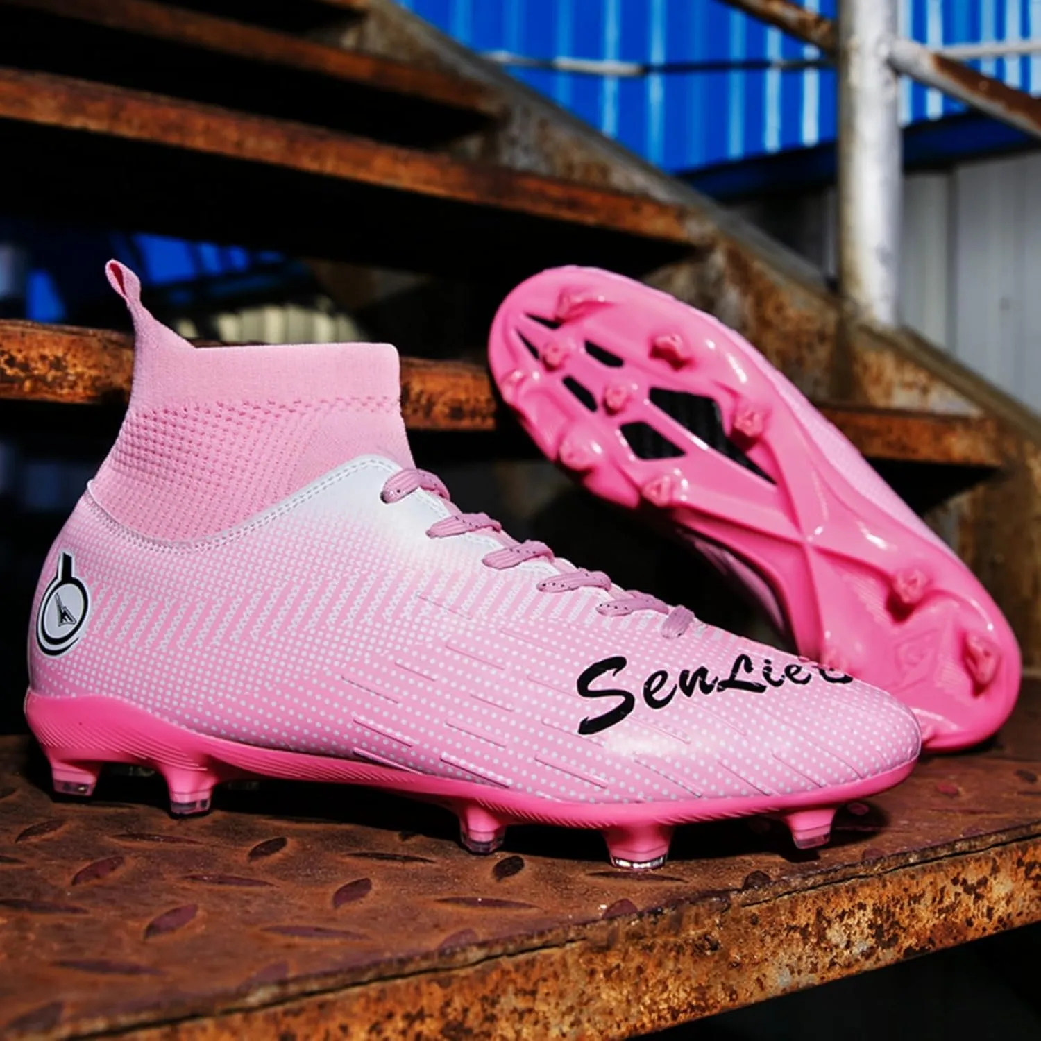 Men's Fashion High-Top Cleats Soccer Shoes Football Boots Outdoor Professional Training Athletic Turf Lacrosse Sports Sneakers