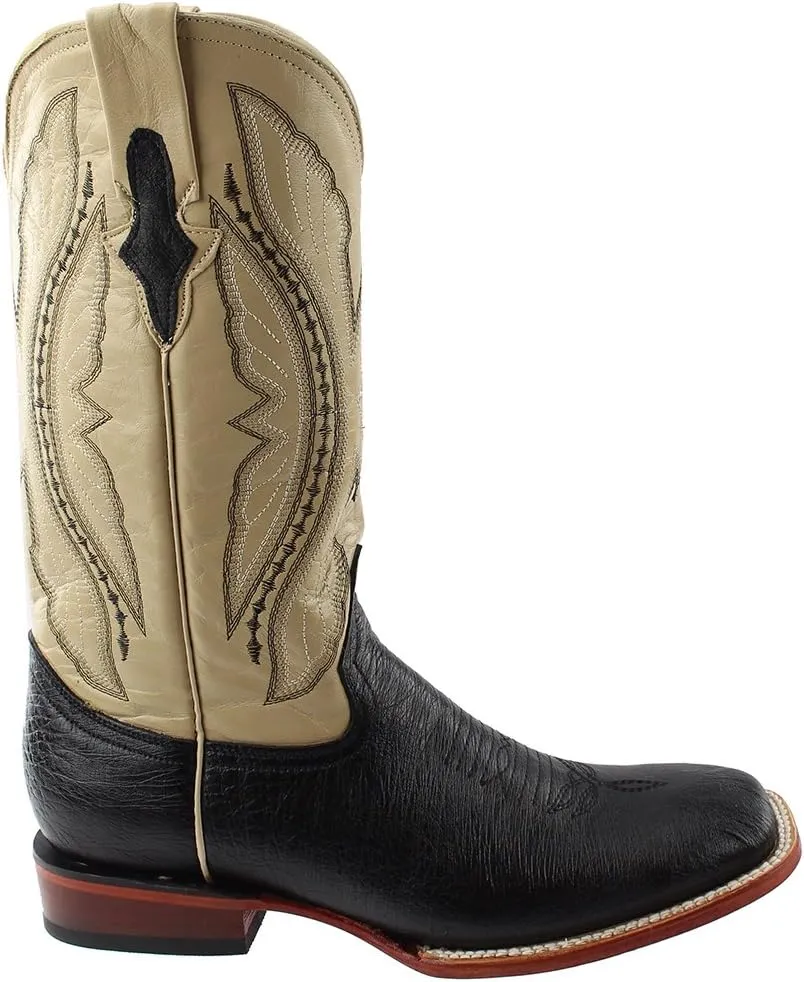 Mens Morgan Smooth Ostrich Square Toe Casual Boots Mid Calf - Black - Size 10 2E