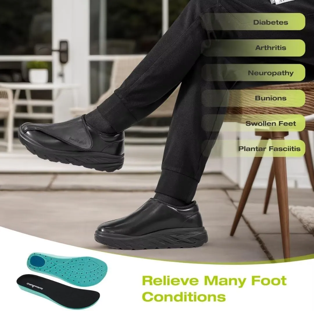 Men's Orthopedic Diabetic Extra Wide Leather Dress Shoes: Comfortable Arch Support Hammer Toes Walking Shoes for Plantar Fasciitis, Casual Orthotic Slip On Laofers for Foot and Heel Pain