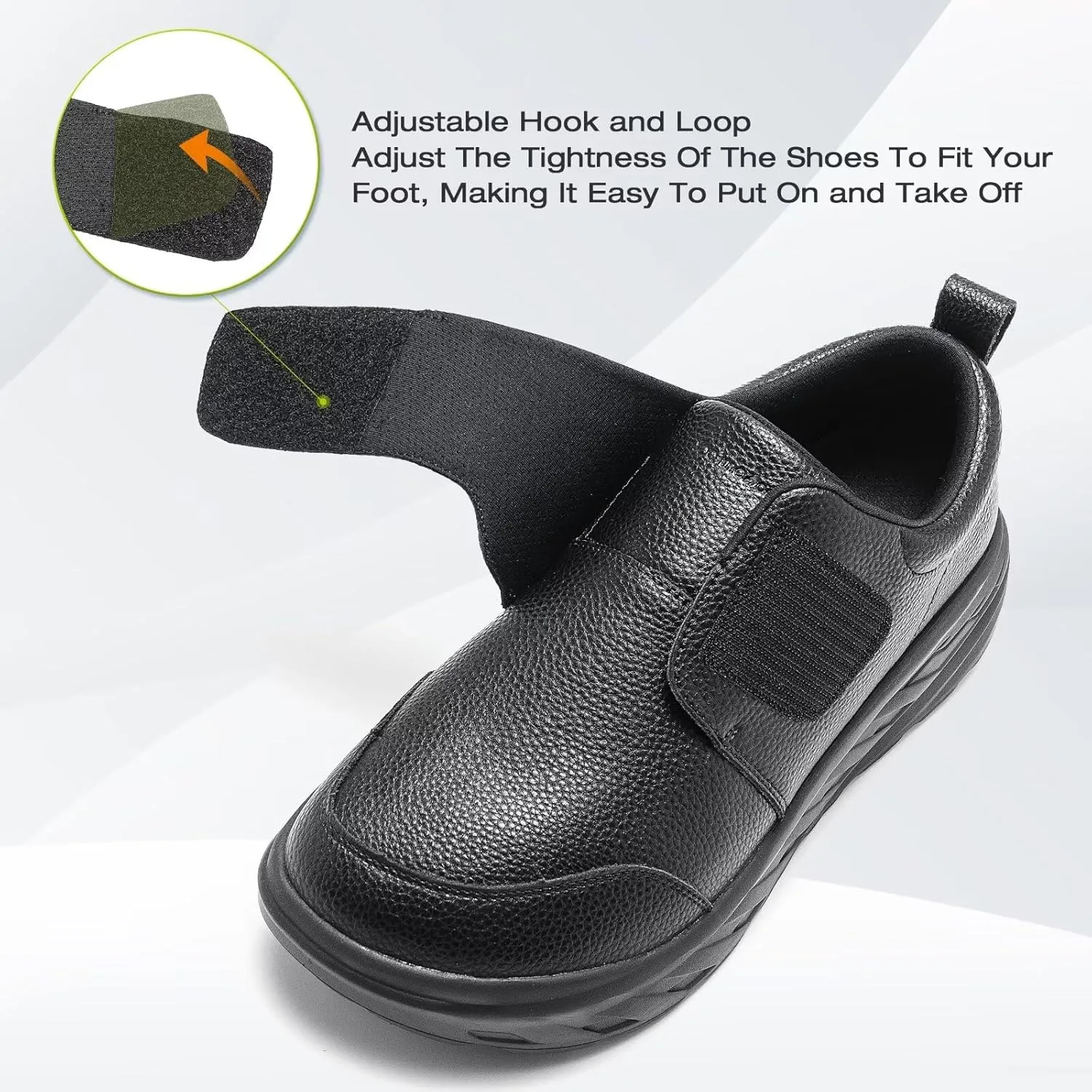 Men's Orthopedic Diabetic Extra Wide Leather Dress Shoes: Comfortable Arch Support Hammer Toes Walking Shoes for Plantar Fasciitis, Casual Orthotic Slip On Laofers for Foot and Heel Pain