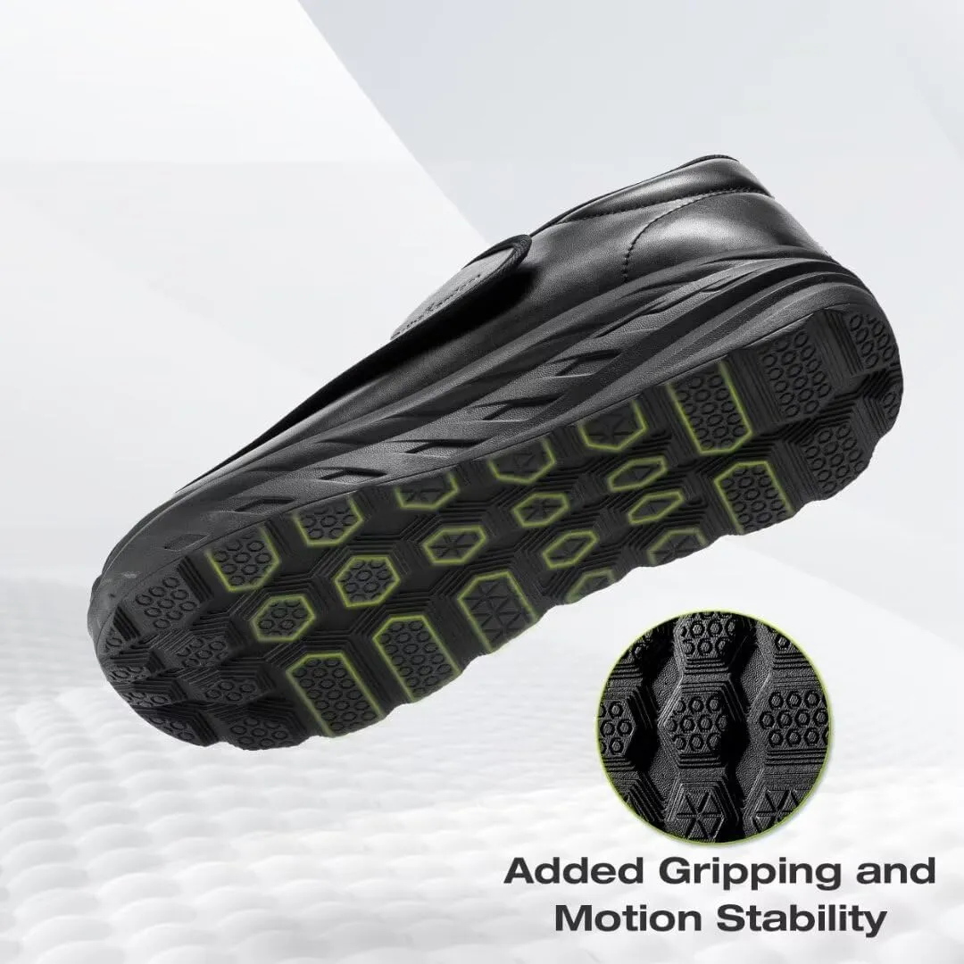 Men's Orthopedic Diabetic Extra Wide Leather Dress Shoes: Comfortable Arch Support Hammer Toes Walking Shoes for Plantar Fasciitis, Casual Orthotic Slip On Laofers for Foot and Heel Pain