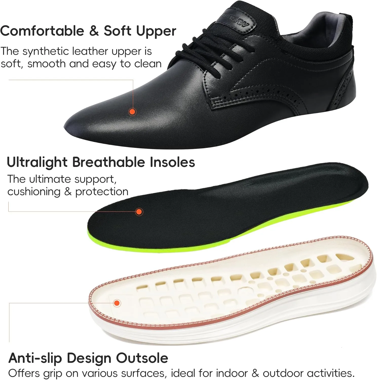 Mens Oxfords Shoes, Slip On Classic Fashion Casual Dress Business Shoes Lightweight Comfortable Walking Running Sneakers for Men