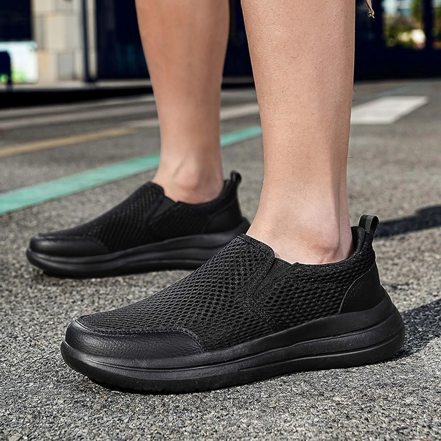 Men's Running Shoes Casual Walking Slip Tennis Sneakers Mesh Breathable Fitness Jogging Shoes Outdoor Summer Hollow Out Soft Bottom Casual Shoes