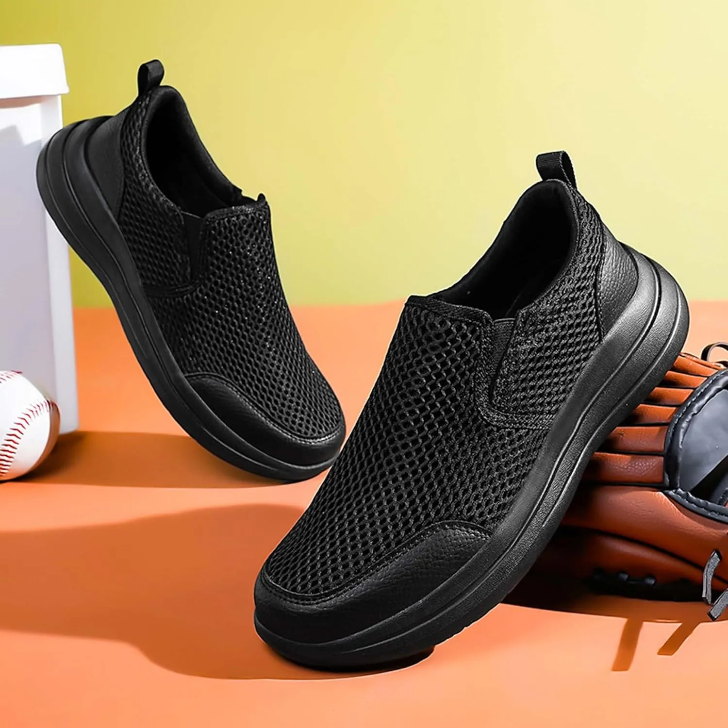 Men's Running Shoes Casual Walking Slip Tennis Sneakers Mesh Breathable Fitness Jogging Shoes Outdoor Summer Hollow Out Soft Bottom Casual Shoes