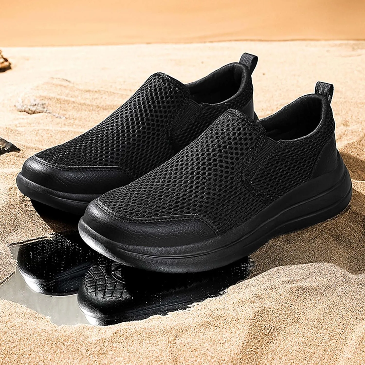 Men's Running Shoes Casual Walking Slip Tennis Sneakers Mesh Breathable Fitness Jogging Shoes Outdoor Summer Hollow Out Soft Bottom Casual Shoes