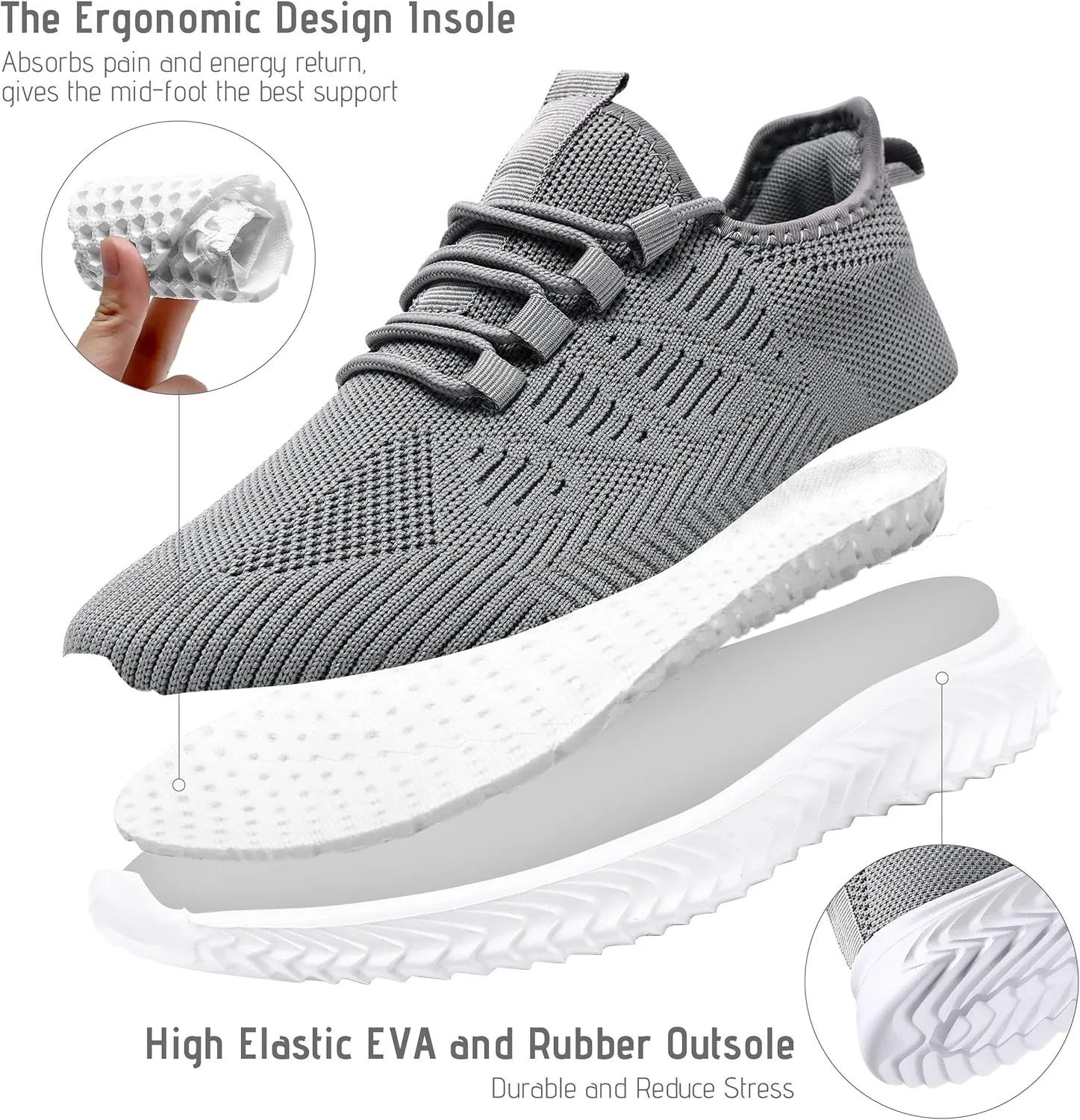 Mens Running Shoes Tennis Shoes Walking Gym Sneakers Lightweight Non Slip Mesh Casual Workout Sneakers