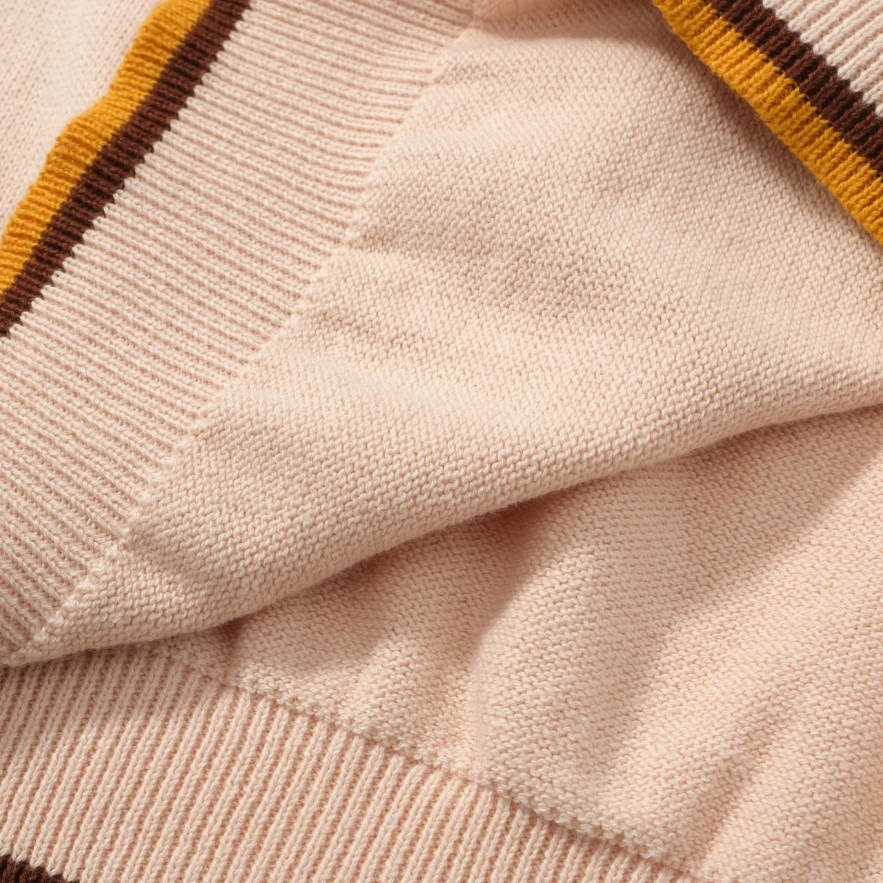 Men's Vintage Warm Stripe Zip Polo – 70s Inspired Knit Shirt in Earth Tones