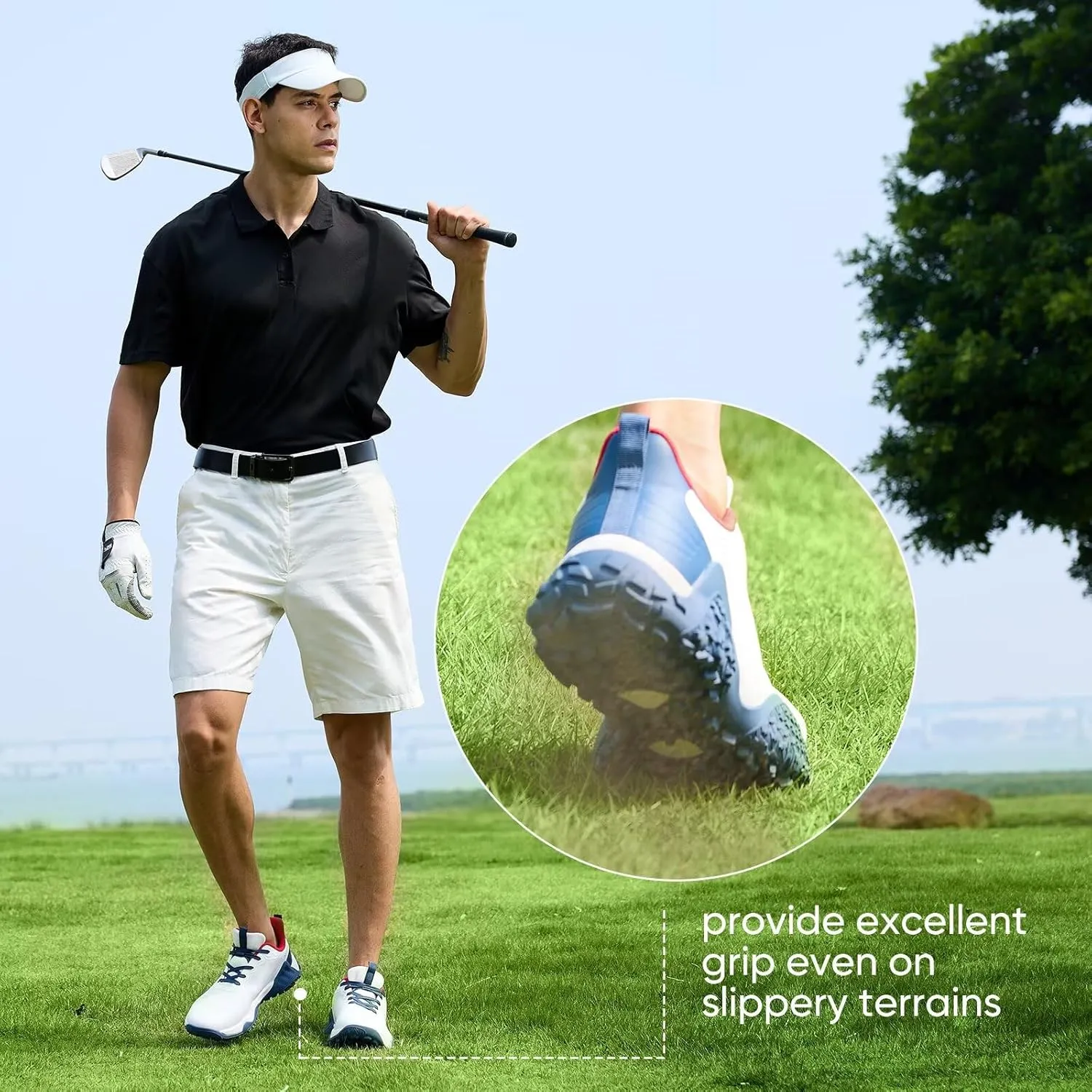 Mens Wide Golf Shoes Spikeless Waterproof Lightweight Outdoor Golf Sport Training Sneakers