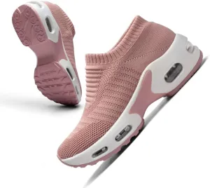 Mesh Sneakers for Women - Non Slip, Slip On, Sock Sneakers - Light Weight, Air Cushion Running, Work Shoes