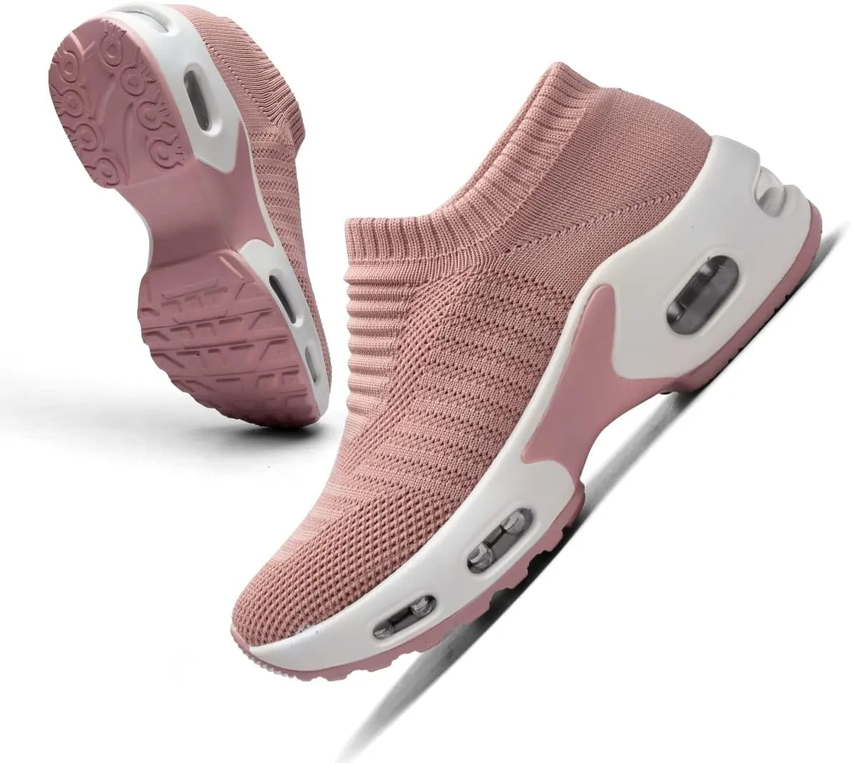 Mesh Sneakers for Women - Non Slip, Slip On, Sock Sneakers - Light Weight, Air Cushion Running, Work Shoes