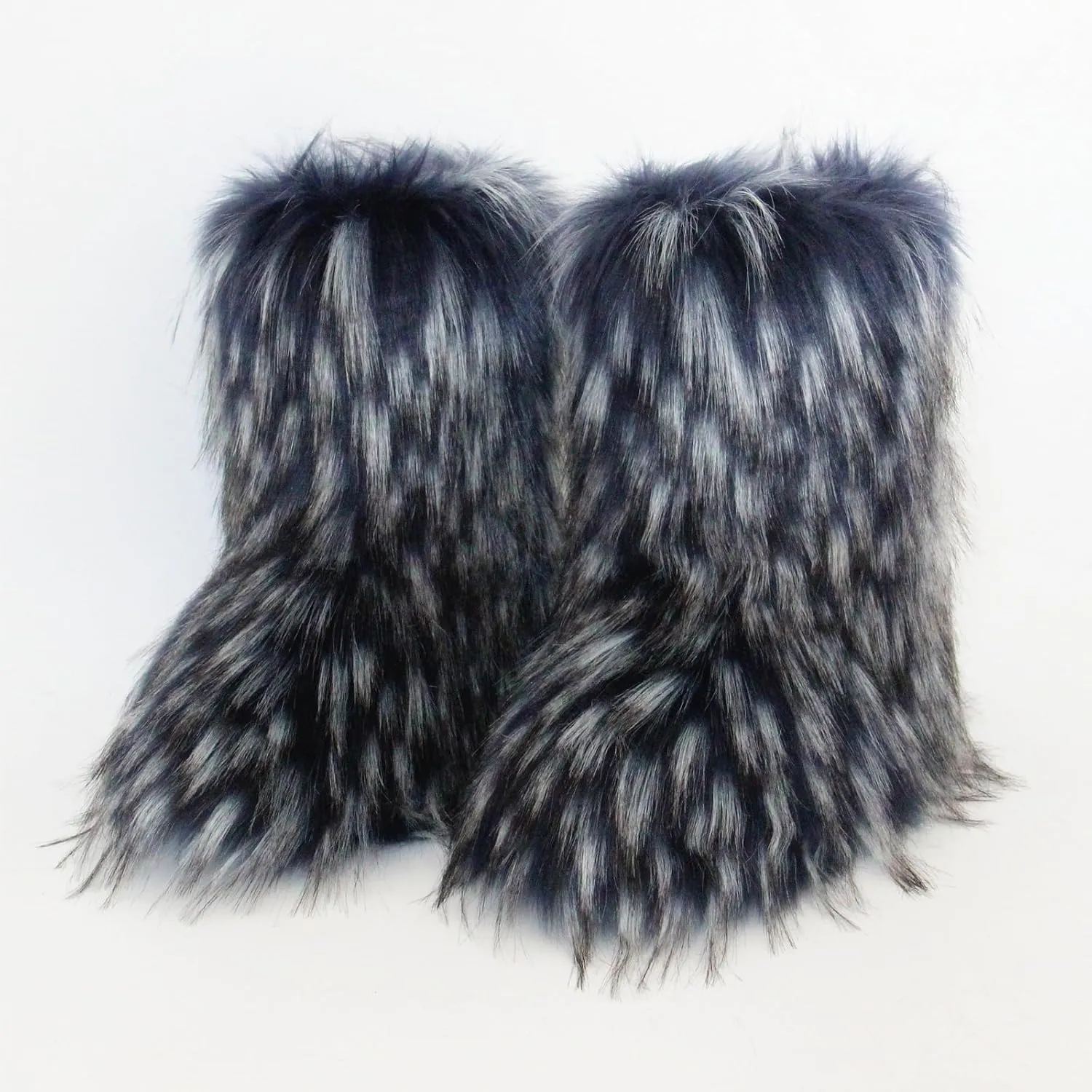 MH Bailment Women's Faux Fur Boots Winter Mid-Calf Snow Boots Fuzzy Fluffy Furry Fashion Short Snow Boots