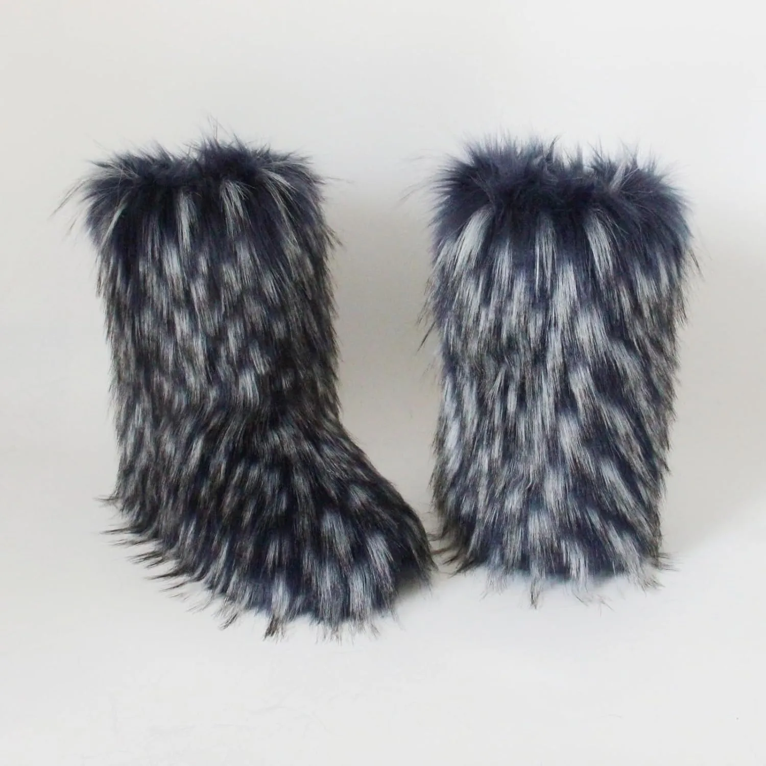 MH Bailment Women's Faux Fur Boots Winter Mid-Calf Snow Boots Fuzzy Fluffy Furry Fashion Short Snow Boots