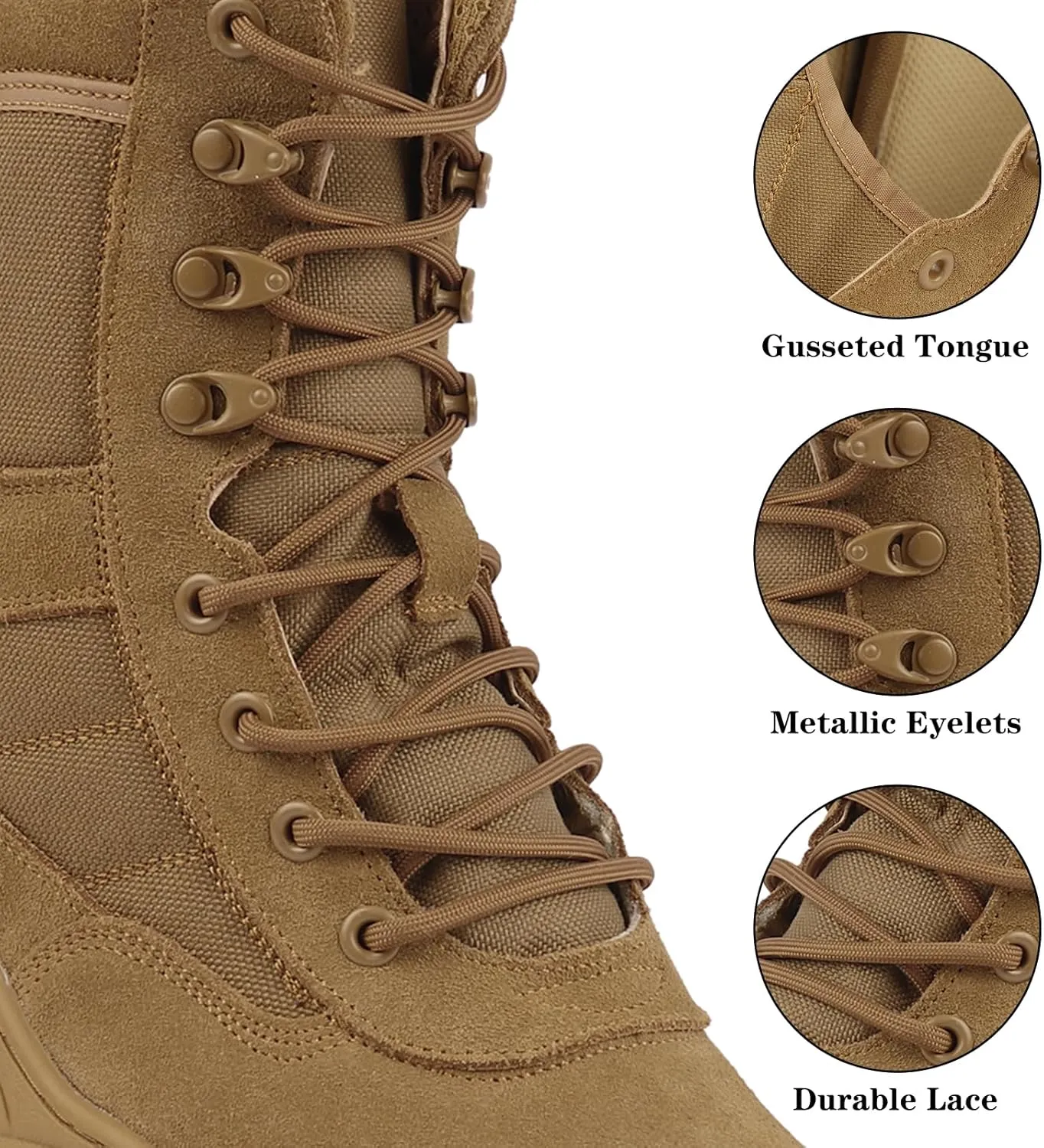 Military Tactical Combat Boots for Men Side Zipper Army Police Work Boots Anti-slip for Security Duty Desert