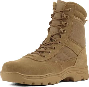 Military Tactical Combat Boots for Men Side Zipper Army Police Work Boots Anti-slip for Security Duty Desert