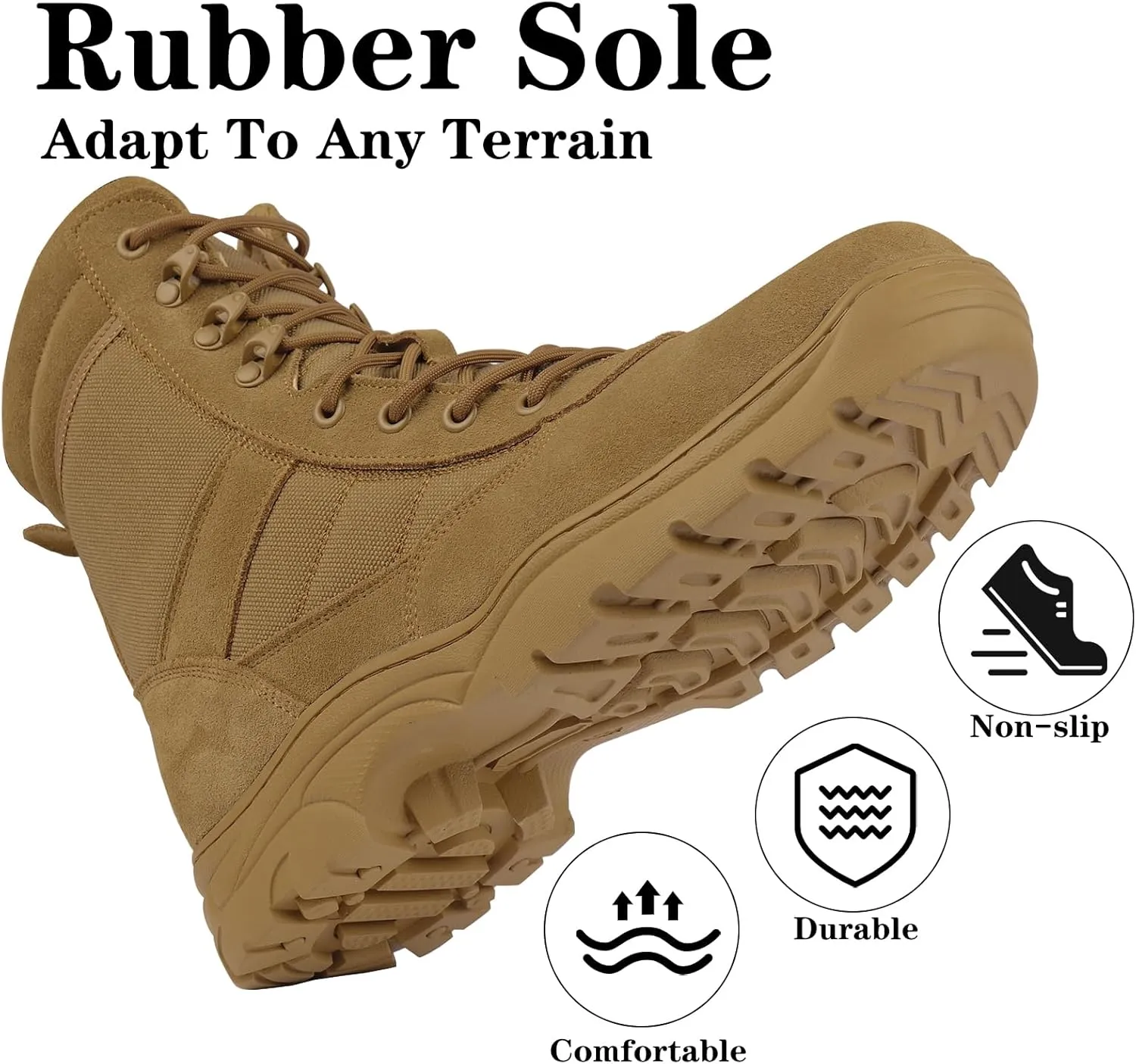 Military Tactical Combat Boots for Men Side Zipper Army Police Work Boots Anti-slip for Security Duty Desert