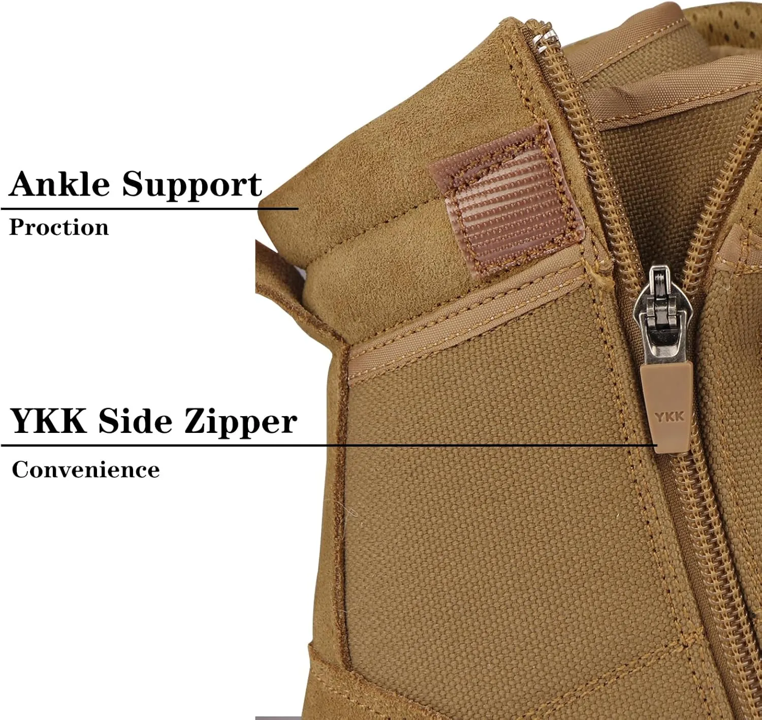 Military Tactical Combat Boots for Men Side Zipper Army Police Work Boots Anti-slip for Security Duty Desert