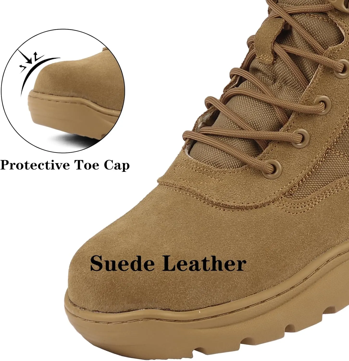Military Tactical Combat Boots for Men Side Zipper Army Police Work Boots Anti-slip for Security Duty Desert