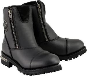Milwaukee Leather MBM102 Men's Black Smooth Double Sided Zipper Entry Motorcycle Leather Boots - 10