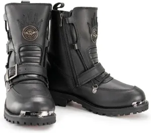 Milwaukee Leather Men's Black Smooth Plain Motorcycle Leather Boots - 10.5