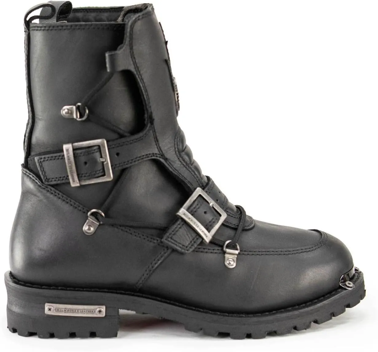 Milwaukee Leather Men's Black Smooth Plain Motorcycle Leather Boots - 11.5