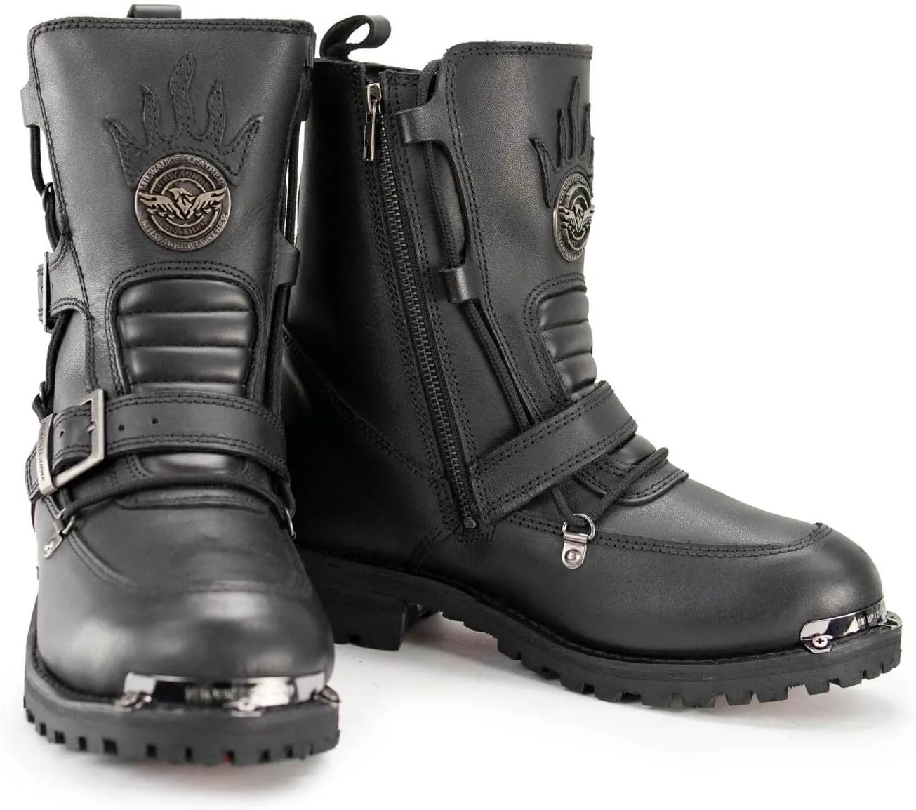 Milwaukee Leather Men's Black Smooth Plain Motorcycle Leather Boots - 11.5