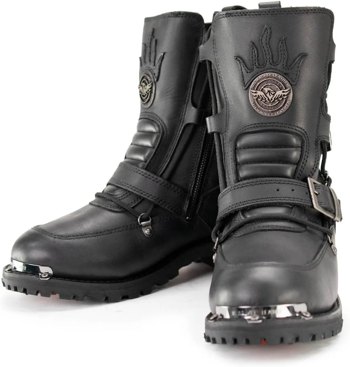 Milwaukee Leather Men's Black Smooth Plain Motorcycle Leather Boots - 11.5
