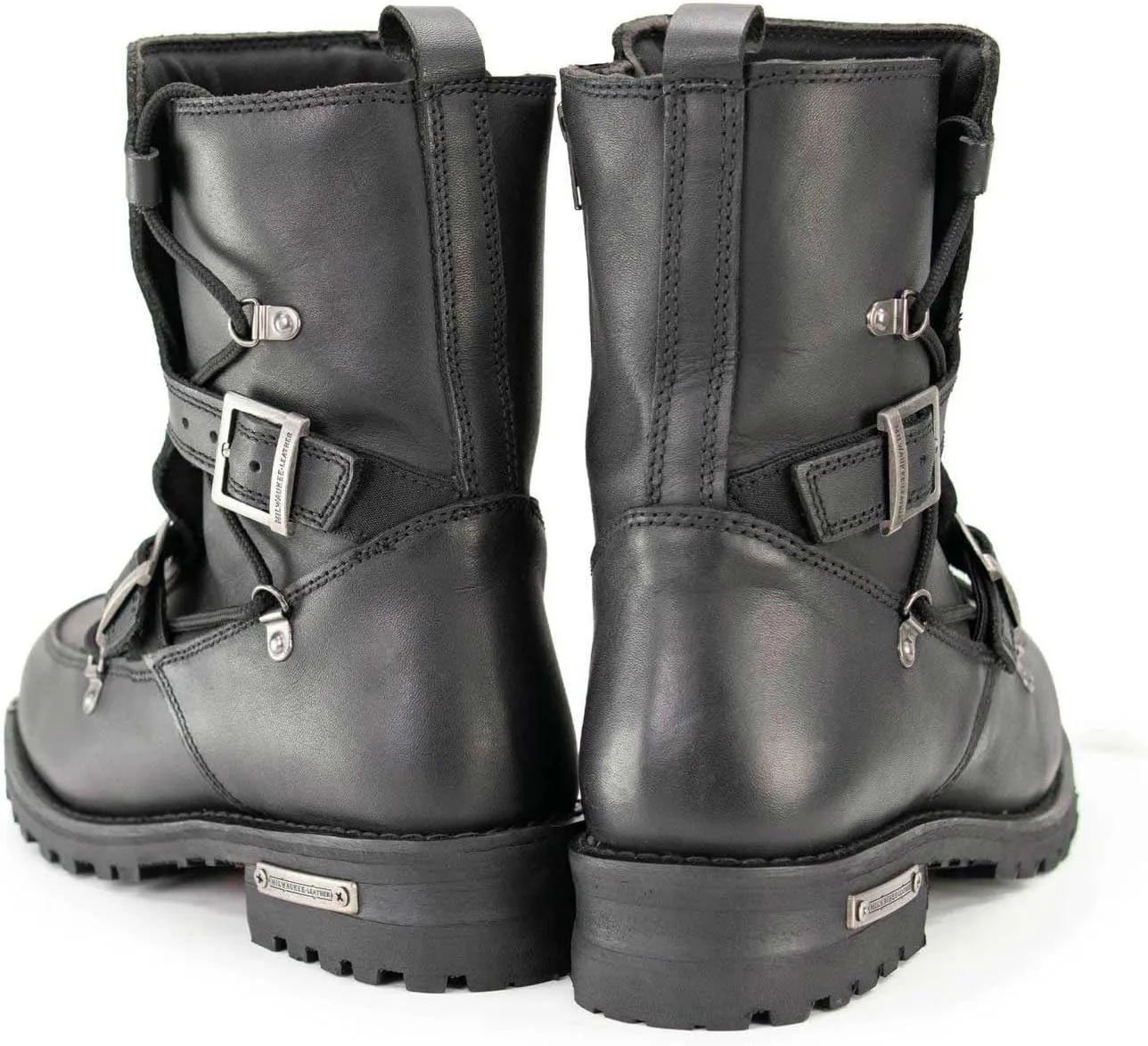 Milwaukee Leather Men's Black Smooth Plain Motorcycle Leather Boots - 11.5