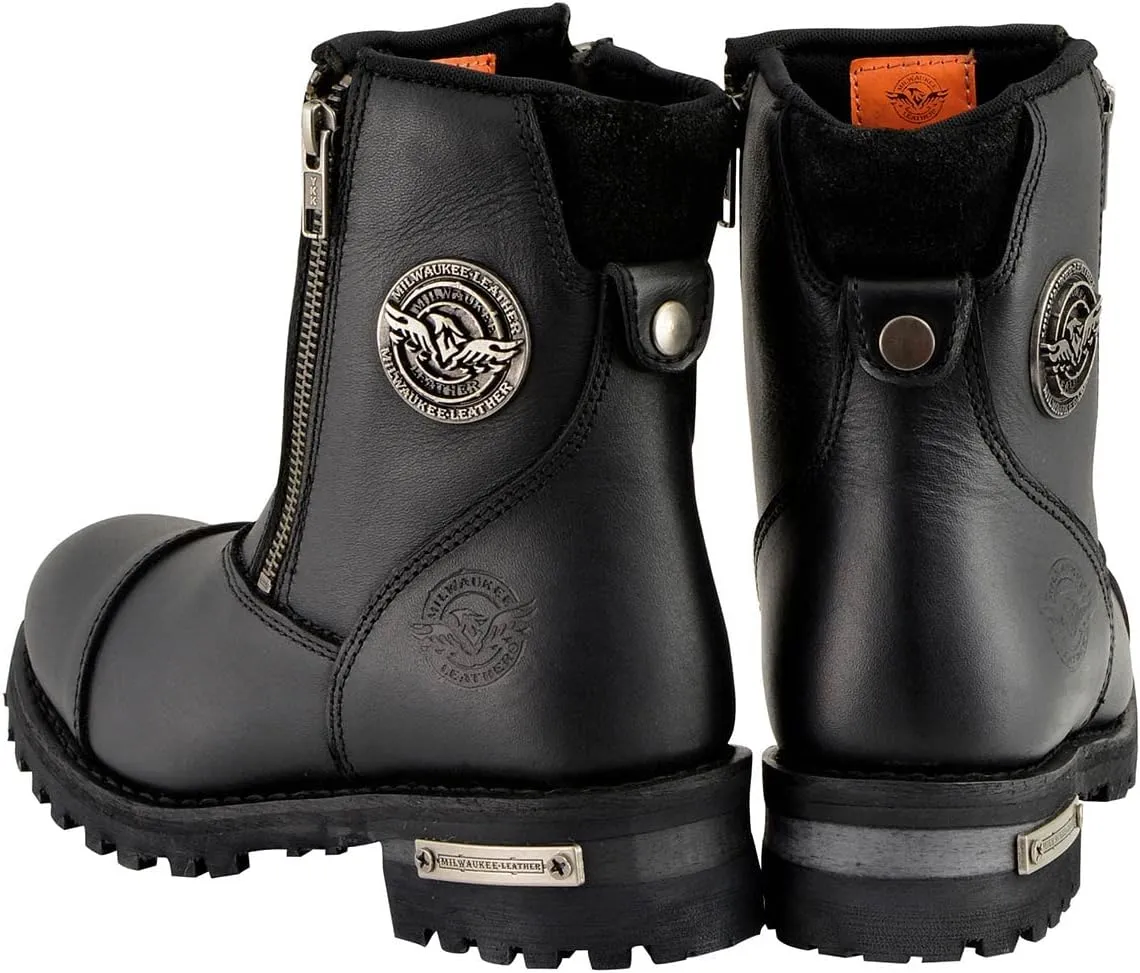 Milwaukee Leather Men's Black Smooth Plain Motorcycle Leather Boots - 11
