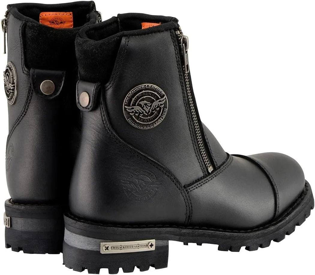 Milwaukee Leather Men's Black Smooth Plain Motorcycle Leather Boots - 11
