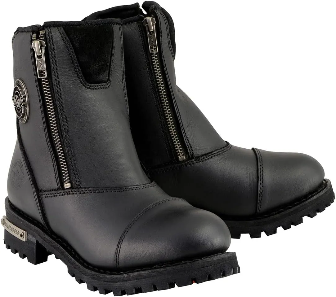 Milwaukee Leather Men's Black Smooth Plain Motorcycle Leather Boots - 11