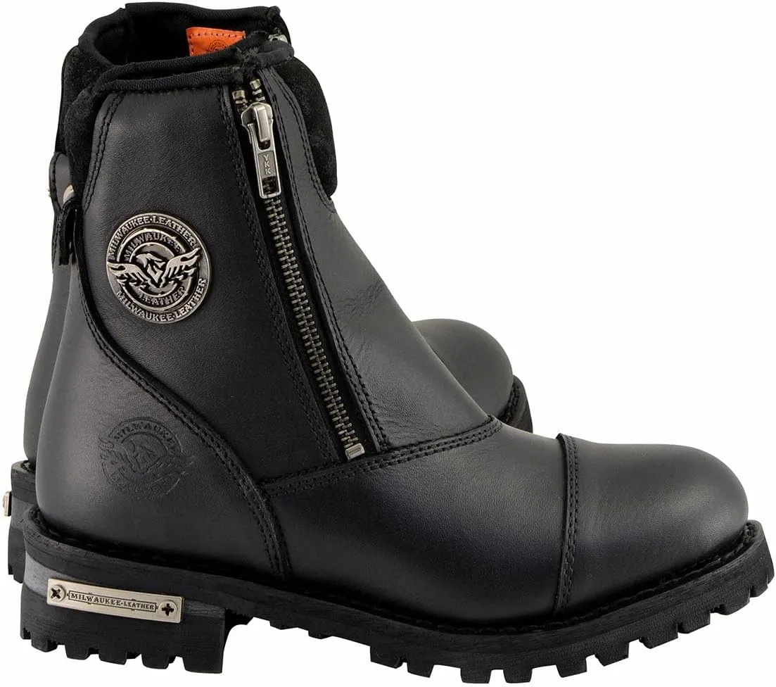 Milwaukee Leather Men's Black Smooth Plain Motorcycle Leather Boots - 11