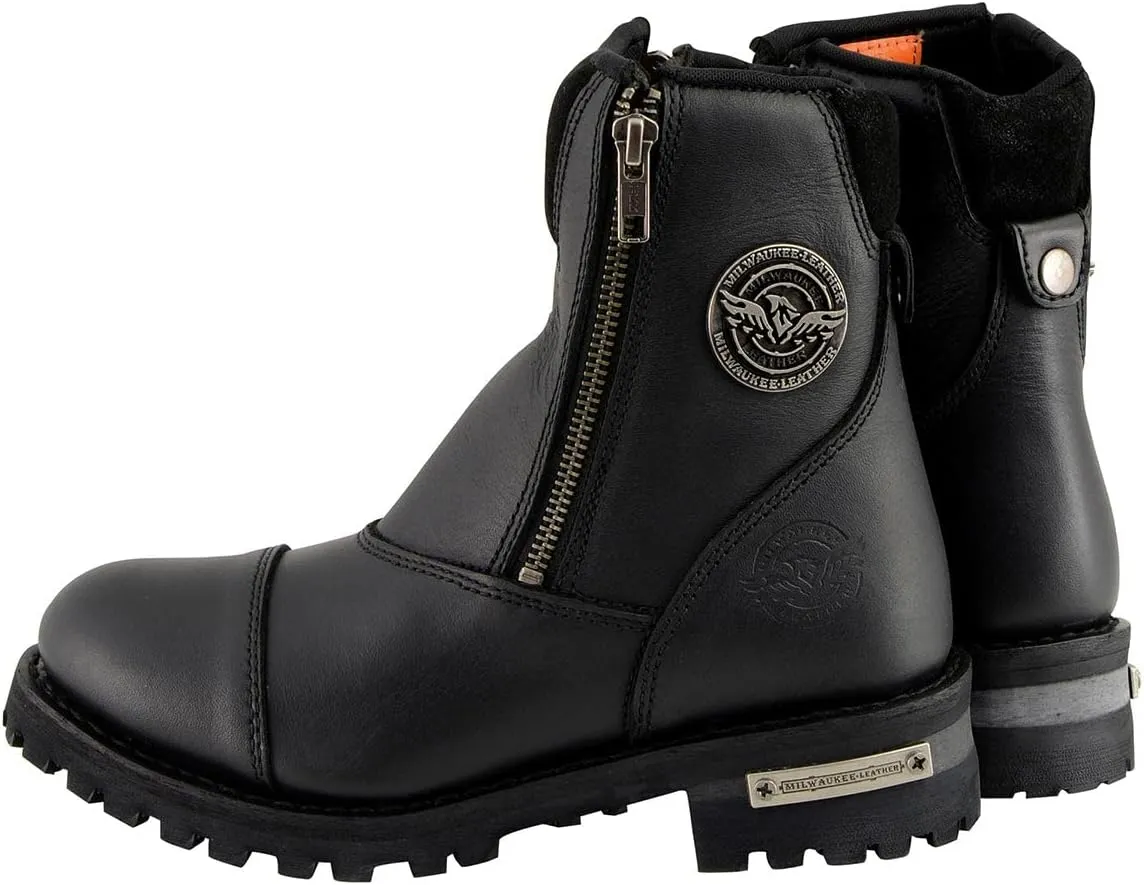 Milwaukee Leather Men's Black Smooth Plain Motorcycle Leather Boots - 11