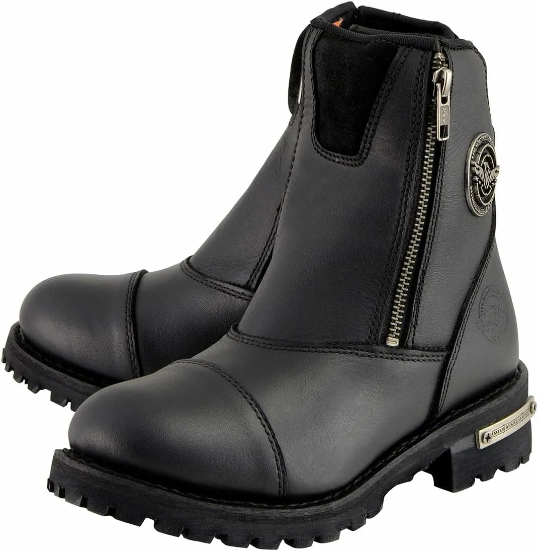 Milwaukee Leather Men's Black Smooth Plain Motorcycle Leather Boots - 11