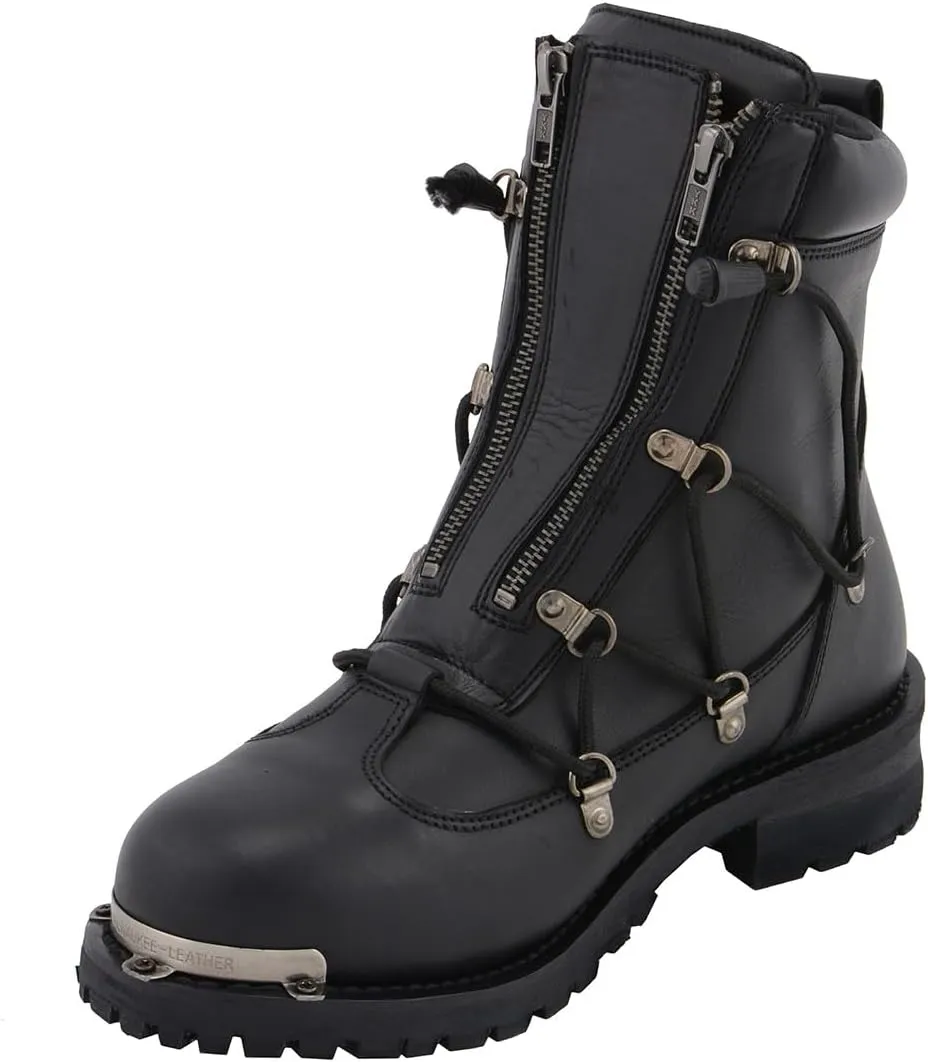 Milwaukee Leather Men's Black Smooth Plain Motorcycle Leather Boots - 8.5